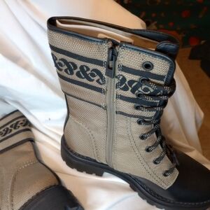 Sam & Libby Black and Tan Lace Up Boots